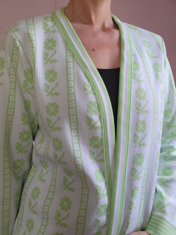 Montgomery Ward Vintage 1970's Lime Green Floral … - image 1