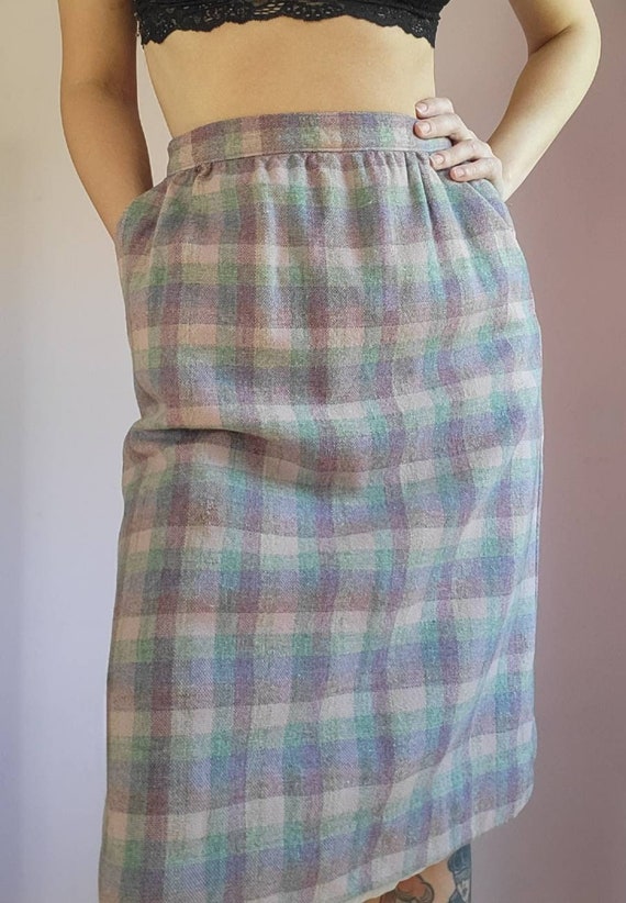 Vintage 80's Green Tartan PENDLETON Plaid Wool Sports Coat - 18
