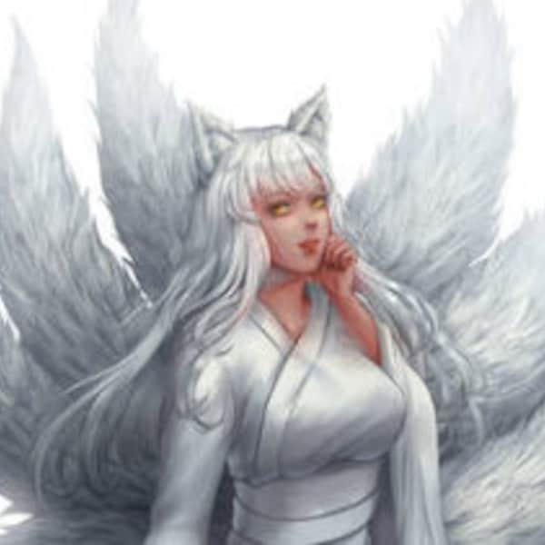 Albino Female Kitsune Spirit Companion Remote Binding