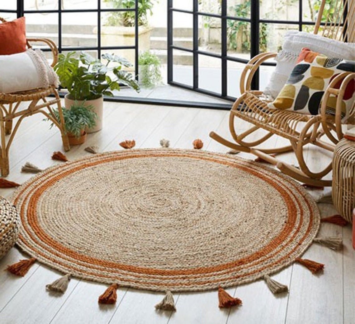 Indian Hand Woven Round Rug Round Yoga Mat Bohemian Round Rug Etsy
