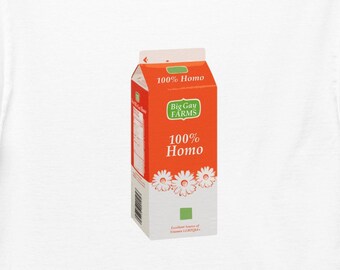 Sutil pero audaz: camiseta unisex LGBTQ+ de algodón 100 % homofóbico de cartón de leche