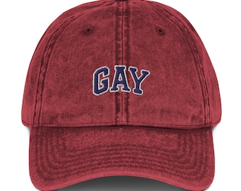 Gorra de papá bordada gay / Unisex / Talla única / Gorra vintage de sarga de algodón
