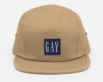 Gorra de cinco paneles con bordado GAY / Gorra ajustable con sutil mensaje de orgullo LGBTQ