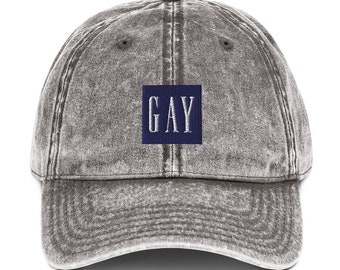 Gorra de sarga de algodón vintage bordada GAY / Gorra ajustable Orgullo LGBTQ
