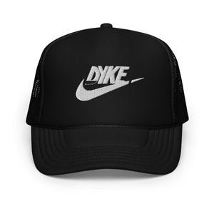Lesbian Pride Embroidered Trucker Hat - DYKE Swoosh Design - High-Profile, Structured Cap