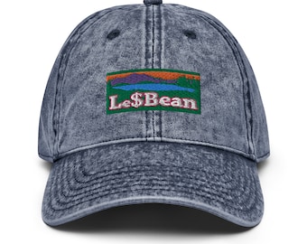 Gorra bordada Le Dollar Bean: gorra vintage de sarga de algodón