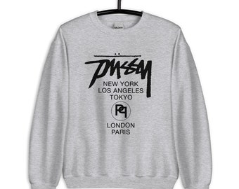 Sudadera unisex de manga corta con estampado de gatito patinador / Sudadera con cuello redondo y estampado feminista