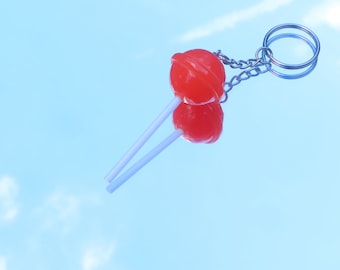 Orange Lollipop Keychain, Candy Accessories, Food Accessories, Cute Keychains, J108