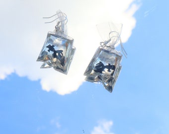 Black Goldfish in a Bag Earrings, Fun Earrings, Carnival Earrings, Cute Accessories, Animal Accessories, Black Fish Earrings, J103