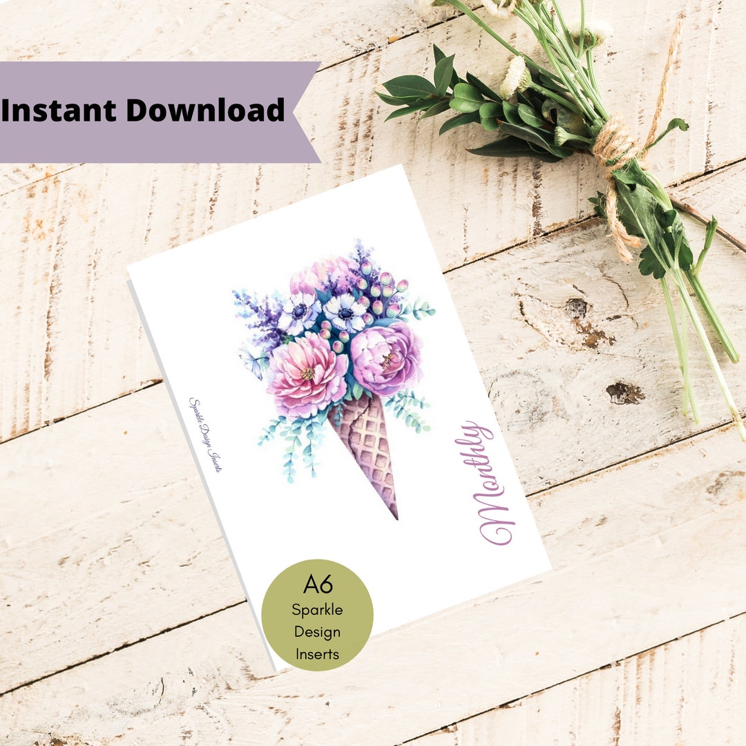 A6 Planner Download, Floral Dashboard Insert Monthly or Blank - Etsy