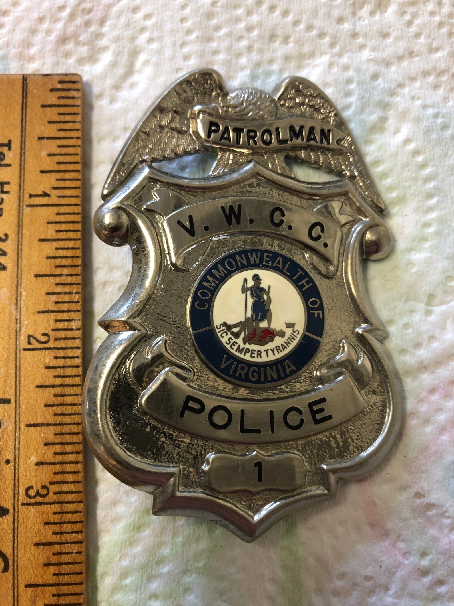 Obsolete vintage police badge Patrolman VWCC Virginia Western Etsy