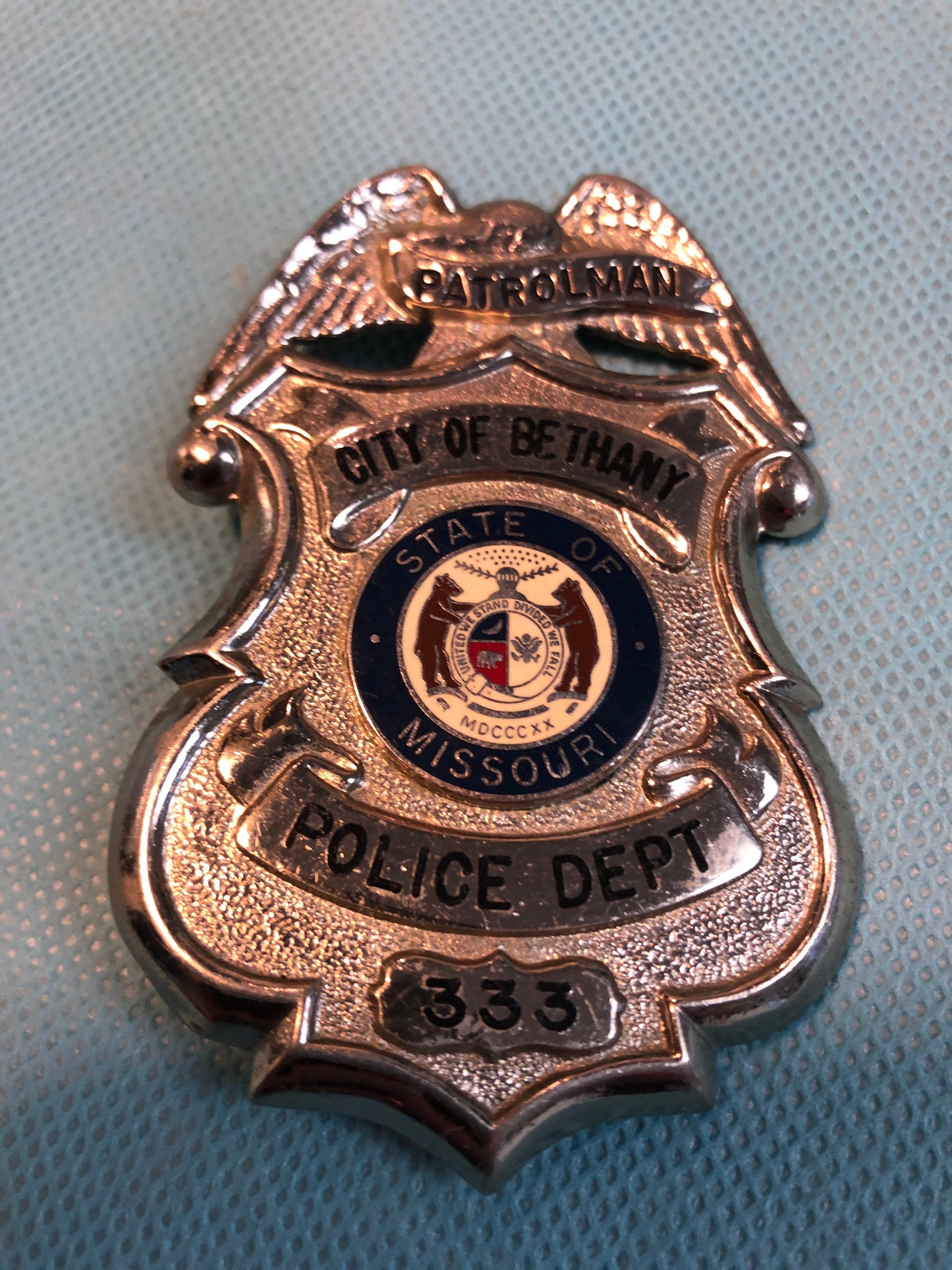 Vintage Patrolman Badge City of Bethany Missouri Police Dept by