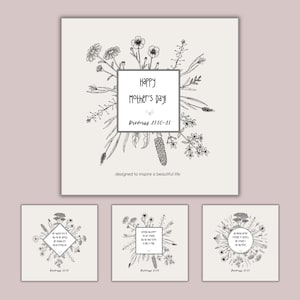 Escrituras para mujeres virtuosas / Tarjetas para colorear para el Día de la Madre de Proverbios 31 / Versículo bíblico KJV
