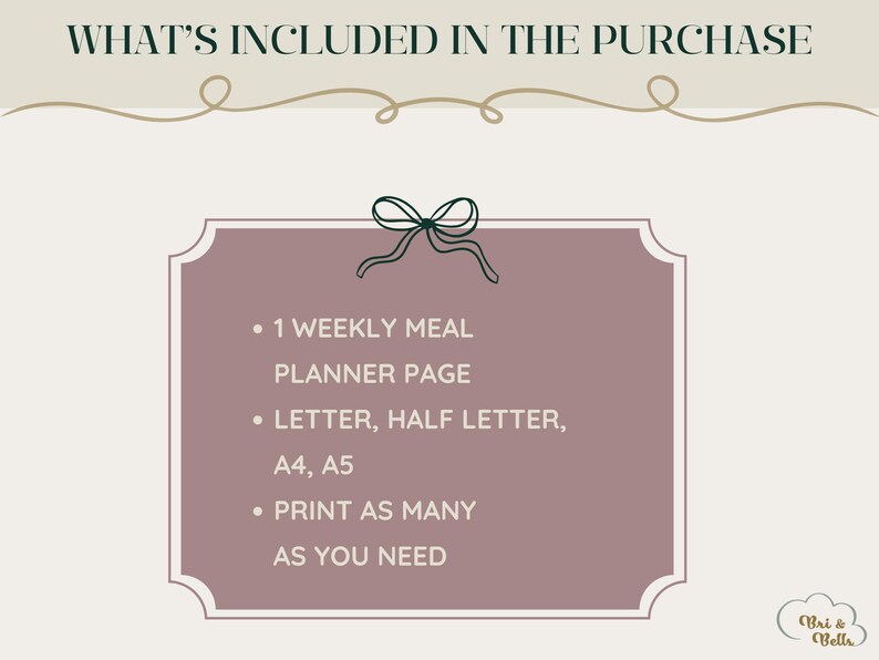 Printable Weekly Meal Menu Planner | Letter, Half Letter, A4, A5 - Etsy