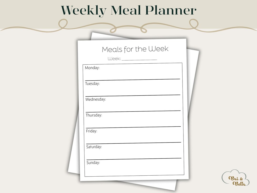 Printable Weekly Meal Menu Planner | Letter, Half Letter, A4, A5 - Etsy