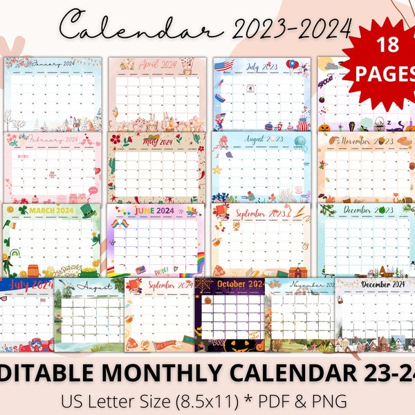 12 Months Calendar - Etsy