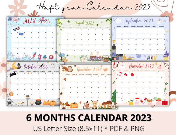 Editable Mid Year 2023 Calendar Holiday Calendar for Kids - Etsy