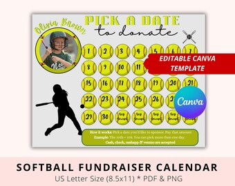 Editable Softball Black out My Board, Yellow theme, Pick a date to donate, Pay My Jersey, Donate Softball Season, Softball Sponsor