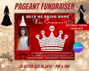 Editable Pageant Fundraiser Calendar, Blackout Board Maroon, Canva Template, Pick a Date to Donate, Pageant Queen Competition Cash Fund