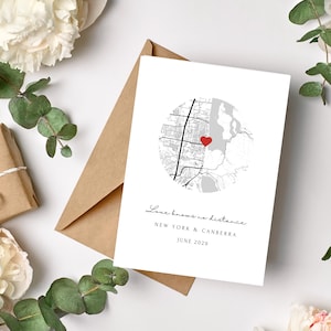 Custom Long distance relationship Gift, Custom Heart Map Gift, Gift for her, Valentine&#39;s day Gift, Heart print, Anniversary gift, Map Gift