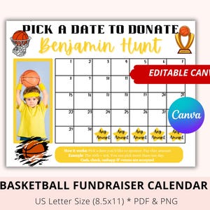 Editable Basketball Black Out My Board, Yellow, Pay My Basketball, Basketball Pick A Date To Donate, Template, Basketball Pay The Date