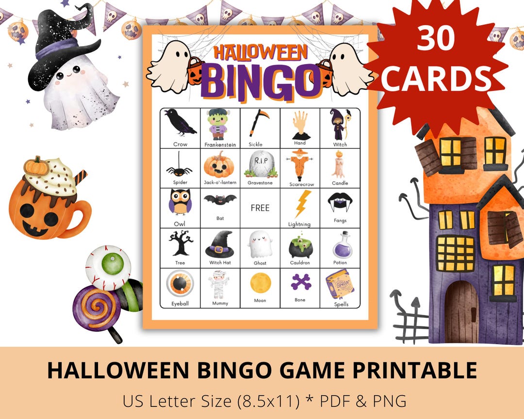 Halloween Bingo Game, Bingo Game 2024, Halloween Activity for Kids ...