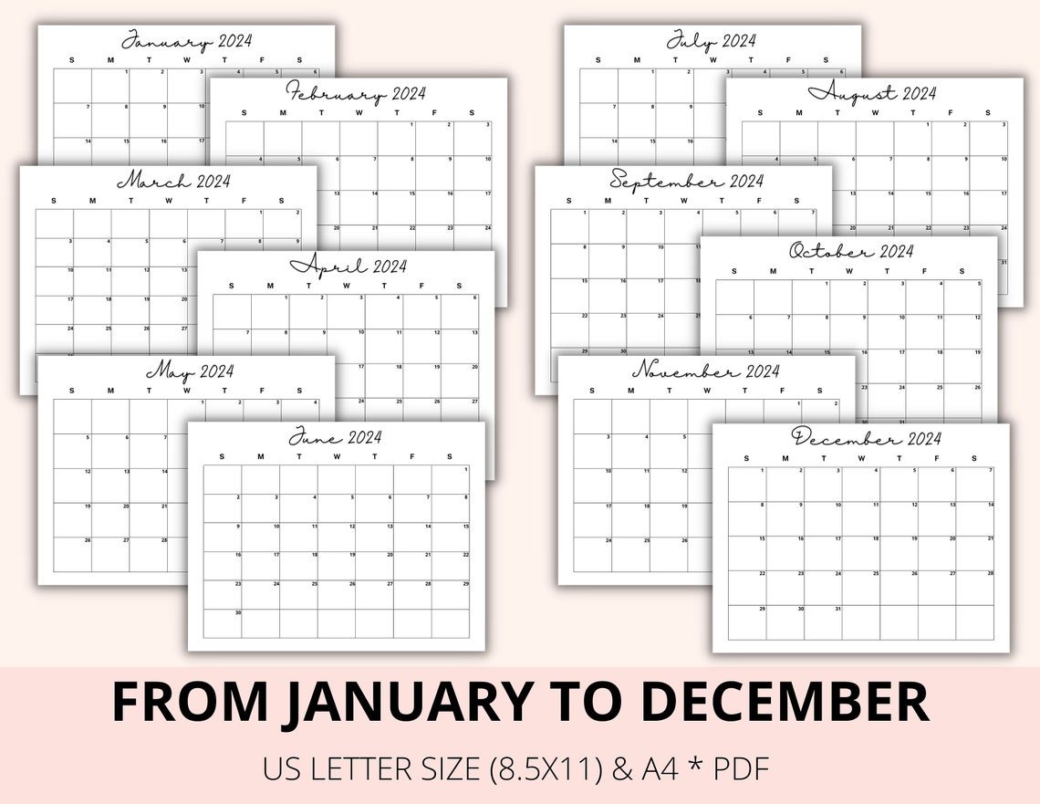 Editable 2023 2024 Monthly Calendar, Digital Planner 23, Calendar 23 24 ...