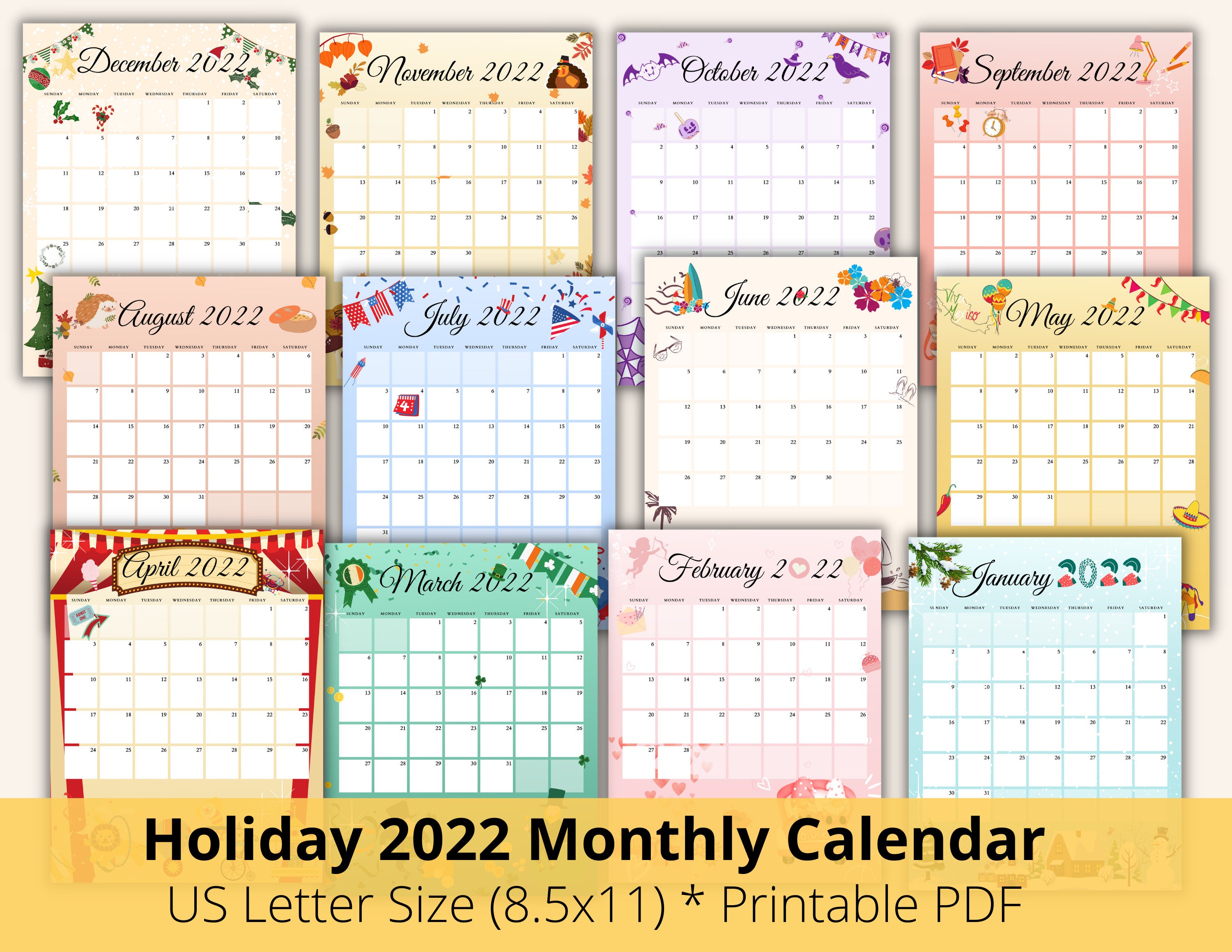 editable 2022 monthly calendar 2022 calendar printable etsy australia