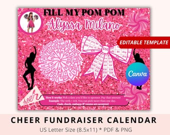 Editable Cheer pick a date to donate,  Canva, Pink, Cheerleading Fundraiser, Black Out My Board, Pay The Date Fundraiser,  My Cheer Season