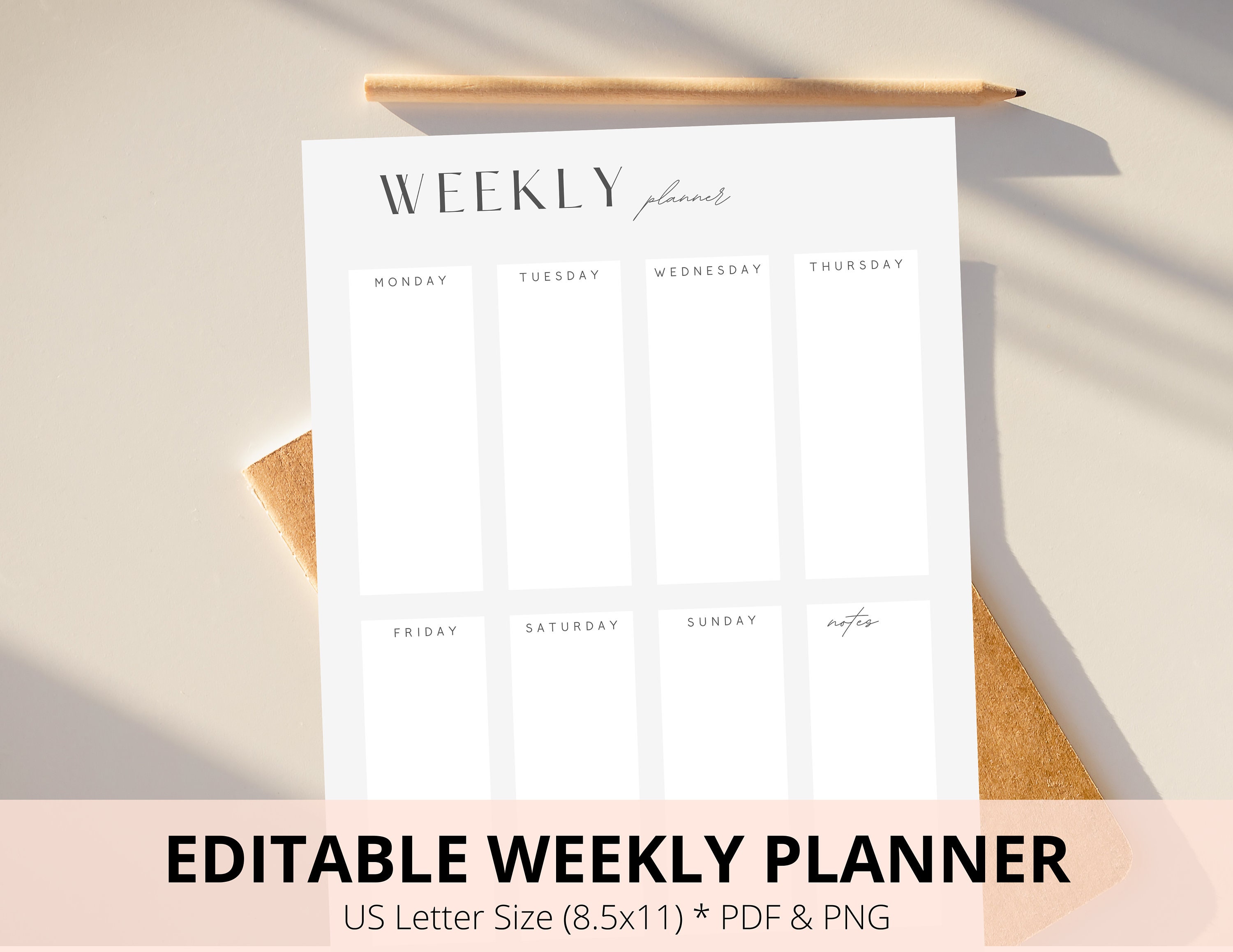 editable weekly planner printable weekly schedule weekly etsy