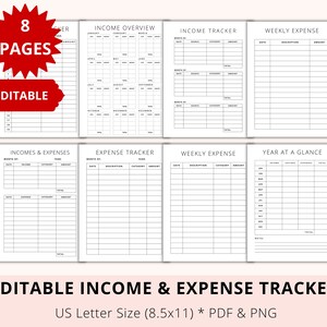 Editable Income Tracker Printable, Expense Tracker, Template, Personal, Business, Income Log ...
