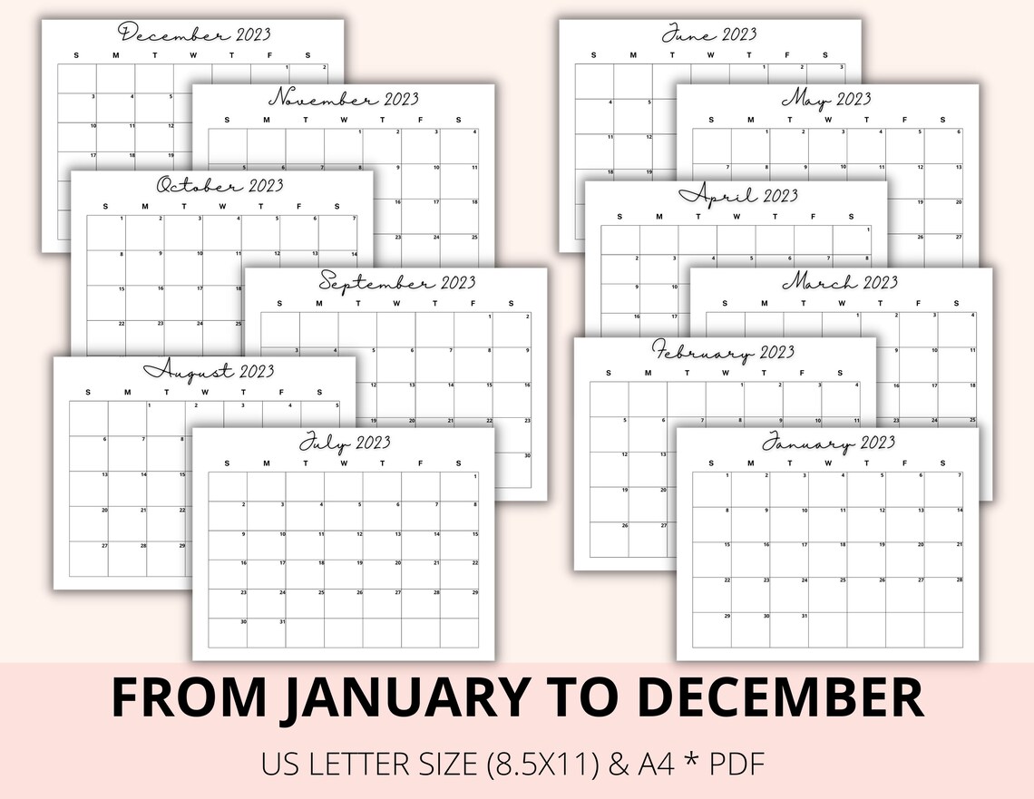 Editable 2023 2024 Monthly Calendar, Digital Planner 23, Calendar 23 24 ...