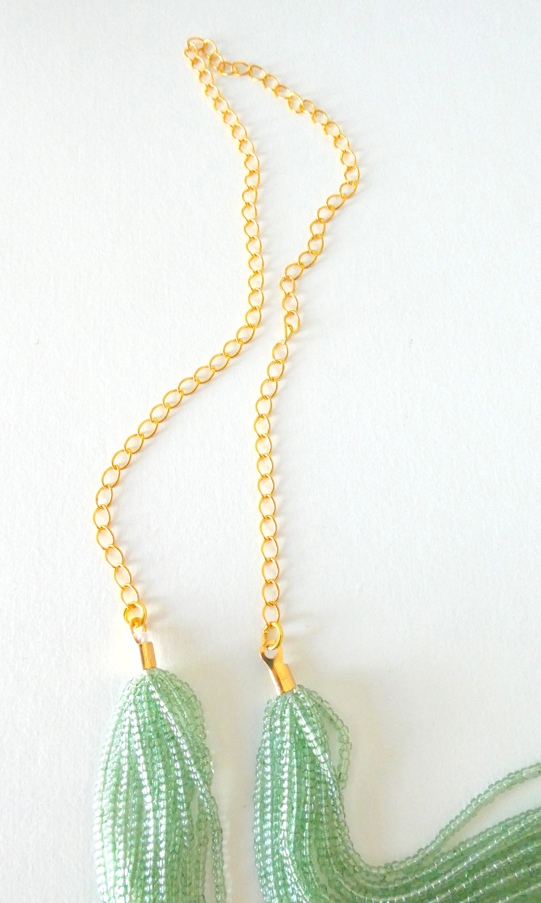 Green Beaded Necklace, Beaded Boho Necklaces for Women, Sage Green