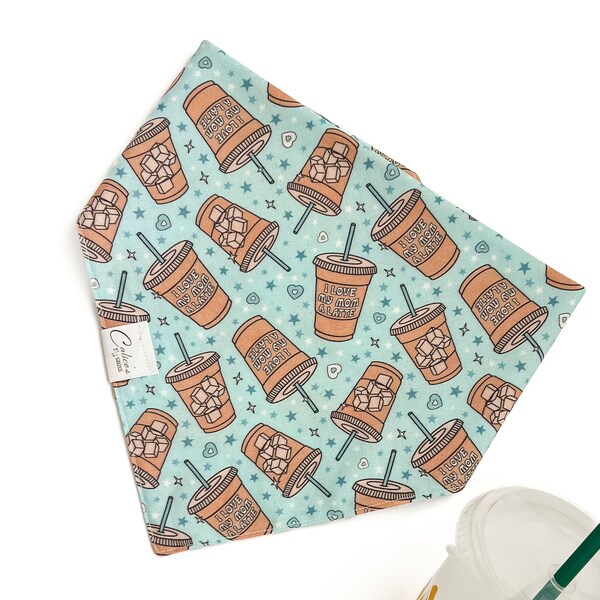 I love Mom A Latte Pet Bandana (blue)