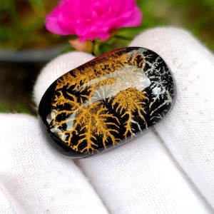 Multi Color Doublet Gemstone Cabochon: Tree Design, 30x20mm
