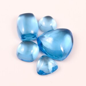 Swiss Blue Topaz-Swiss Blue Topaz Gemstone-AAA Flawless Blue Topaz-Swiss Blue Topaz Mix Shape Cabochon Lot-41 Cts-8x8mm To 17x17mm