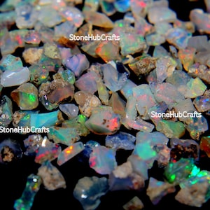50 Ethiopian Opal Roughs: Natural Multi Fire Raw Opals (1-6mm)