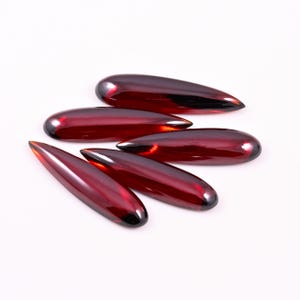 AAA Garnet Pear Cabochon Lot: Flashy Red Gemstone, 64 Cts (29x8mm)