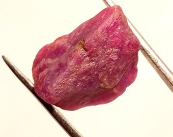 Naturlig röd rubin grov ädelsten: Oslipad rå kristall (21 x 15 mm, 31 karat)