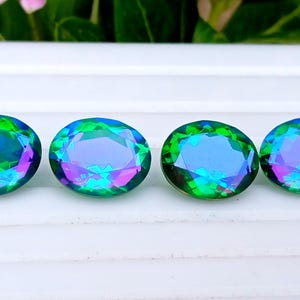 Faceted Oval Peacock Quartz Gemstone: Blue-Green Doublet