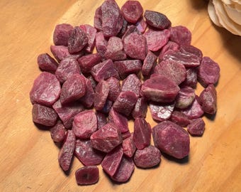 Raw Ruby Gemstone, Red Crystal, Bulk Rough Rubies (5-15mm, 10 Pcs)