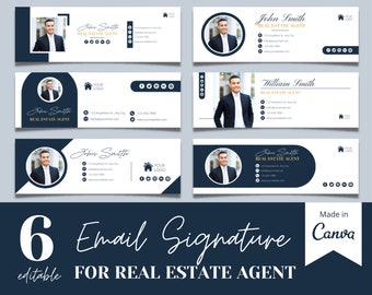 6 Real Estate Email Signature Template, Real Estate Marketing, Realtor Signature, Instant Download, Business Branding, Signature Template