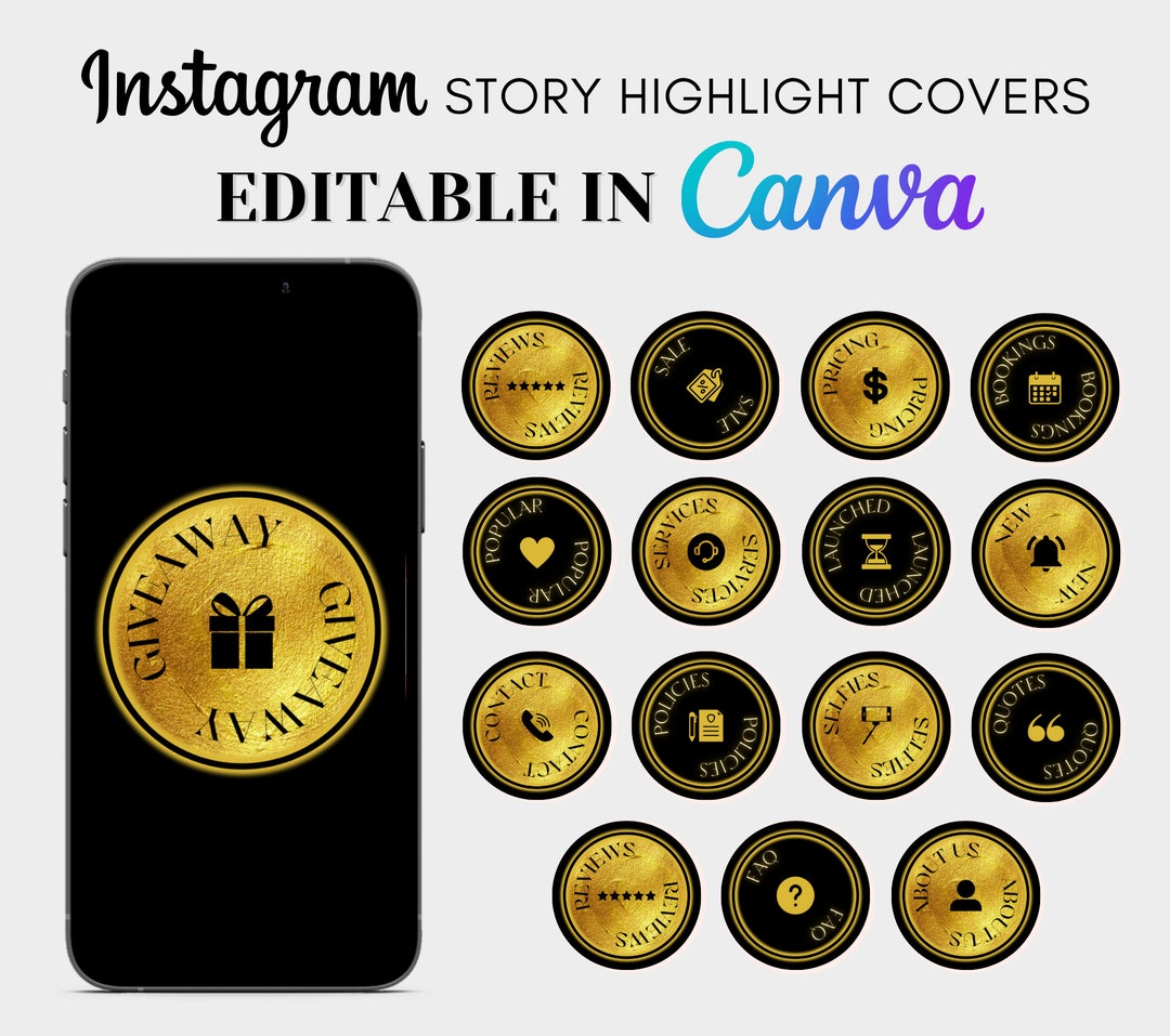 30 Editable Gold Instagram Highlight Covers Story Highlight Etsy
