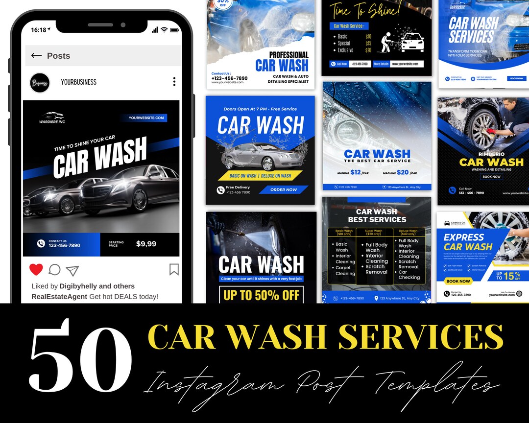 Car Wash Social Media Post Template Car Wash Instagram Post Etsy