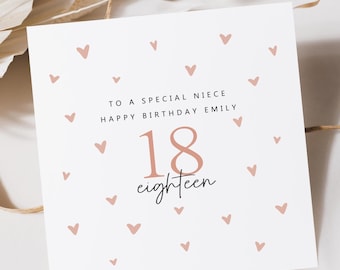 Personalised 18th Birthday Card For Niece | 18th Birthday Card | 18th Birthday Card For Her | Niece 18th Birthday Card | Custom 18th Card