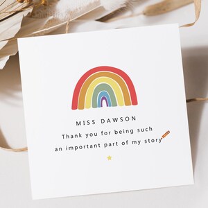 Personalised Thank You For Being Part Of My Story Card | Teacher Thank You Card | School Teacher Card | End of Term Gift | Teacher Gift