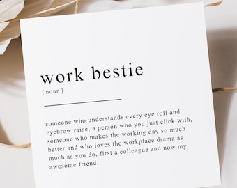 Work Bestie Definition Card | Work Bestie Card | Work Bestie Birthday Card | Work Friend Birthday Card | Work Leaving Card | Definition Card