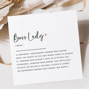 Boss Lady Card | Boss Lady Definition Card | Card For Boss | Woman Owned Business | Good Luck New Business Card | Woman Entrepreneur Card