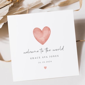 Personalised New Baby Girl Card | Newborn Girl | Pink New Baby Card | New Baby Girl Card | Welcome To The World | New Parents | It's A Girl
