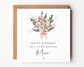 Happy Birthday To A Special Mum Card | Floral Birthday Card For Mum | Botanical Wildflowers Garden | Birthday Card For Mum With Flowers